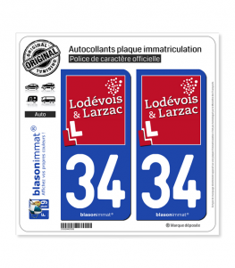 34 Lodève - Agglo | Autocollant plaque immatriculation