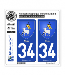 34 Mèze - Armoiries | Autocollant plaque immatriculation