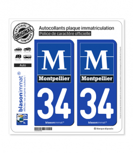 34 Montpellier - Ville | Autocollant plaque immatriculation