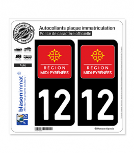 12 Midi-Pyrénées - LogoType | Autocollant plaque immatriculation