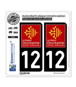 12 Occitanie - LogoType | Autocollant plaque immatriculation