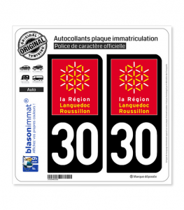 30 Languedoc-Roussillon - LogoType | Autocollant plaque immatriculation