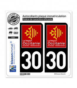 30 Occitanie - LogoType | Autocollant plaque immatriculation