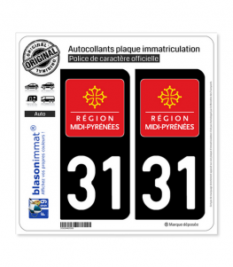 31 Midi-Pyrénées - LogoType | Autocollant plaque immatriculation