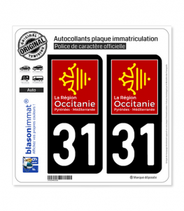 31 Occitanie - LogoType | Autocollant plaque immatriculation