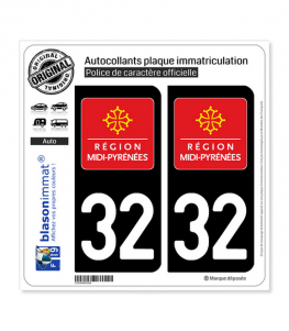 32 Midi-Pyrénées - LogoType | Autocollant plaque immatriculation