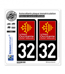 32 Occitanie - LogoType | Autocollant plaque immatriculation