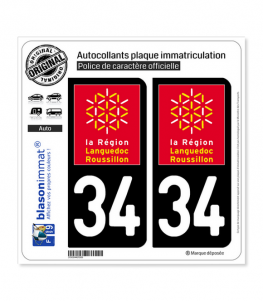 34 Languedoc-Roussillon - LogoType | Autocollant plaque immatriculation
