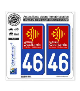 46 Occitanie - LogoType | Autocollant plaque immatriculation