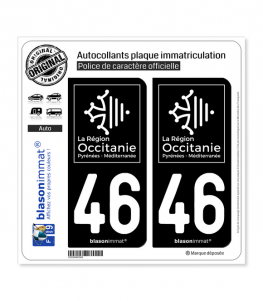 46 Occitanie - LogoType Black | Autocollant plaque immatriculation