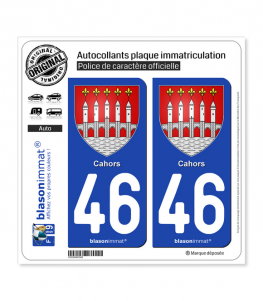 46 Cahors - Armoiries | Autocollant plaque immatriculation