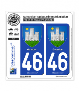 46 Gourdon - Armoiries II | Autocollant plaque immatriculation
