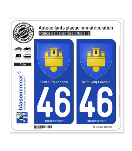 46 Saint-Cirq-Lapopie - Armoiries | Autocollant plaque immatriculation