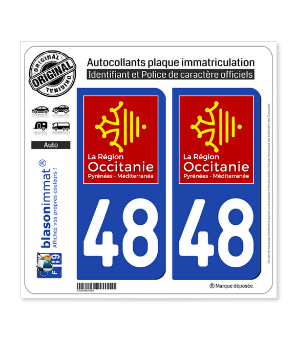 48 Occitanie - LogoType | Autocollant plaque immatriculation