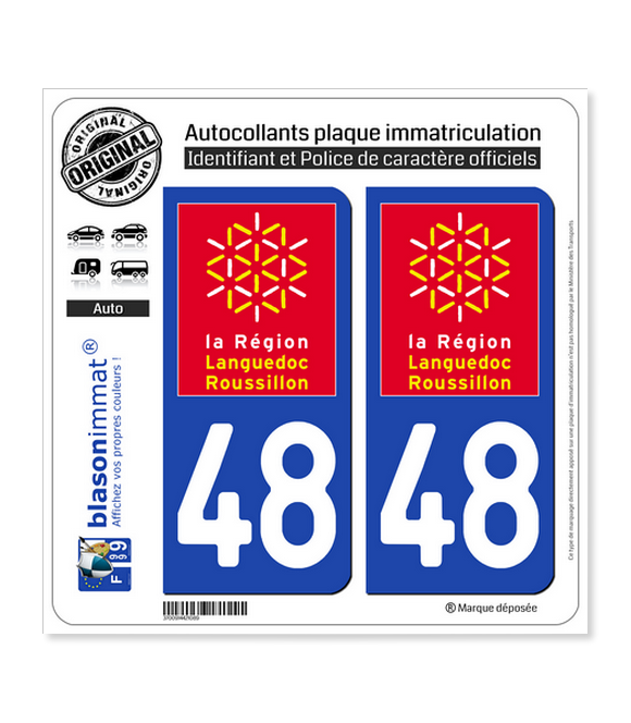 48 Languedoc-Roussillon - LogoType | Autocollant plaque immatriculation
