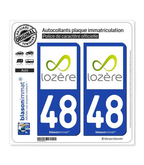 48 Lozère - Département | Autocollant et plaque immatriculation