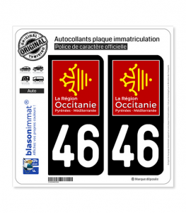 46 Occitanie - LogoType | Autocollant plaque immatriculation