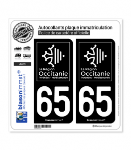 65 Occitanie - LogoType Black | Autocollant plaque immatriculation