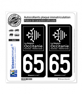 Autocollant Stickers plaque d'immatriculation voiture département 65  Hautes-Pyrénées Logo Ancienne Région Midi-Pyrénées Noir Couleur - Cdiscount  Auto