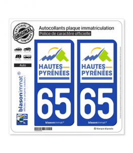 65 Hautes-Pyrénées - Département | Autocollant plaque immatriculation