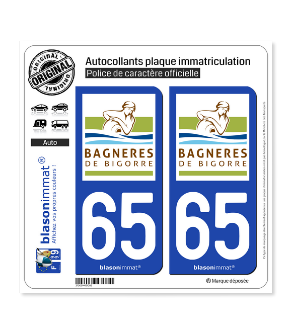 65 Bagnères-de-Bigorre - Ville | Autocollant plaque immatriculation