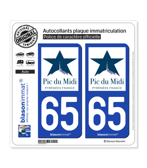 65 Pic du Midi - Tourisme | Autocollant plaque immatriculation