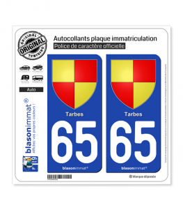 65 Tarbes - Armoiries | Autocollant plaque immatriculation