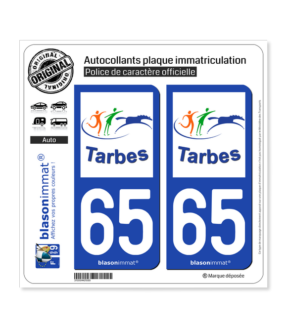 65 Tarbes - Tourisme | Autocollant plaque immatriculation