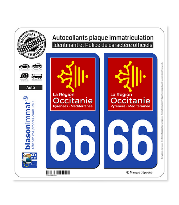 66 Occitanie - LogoType | Autocollant plaque immatriculation