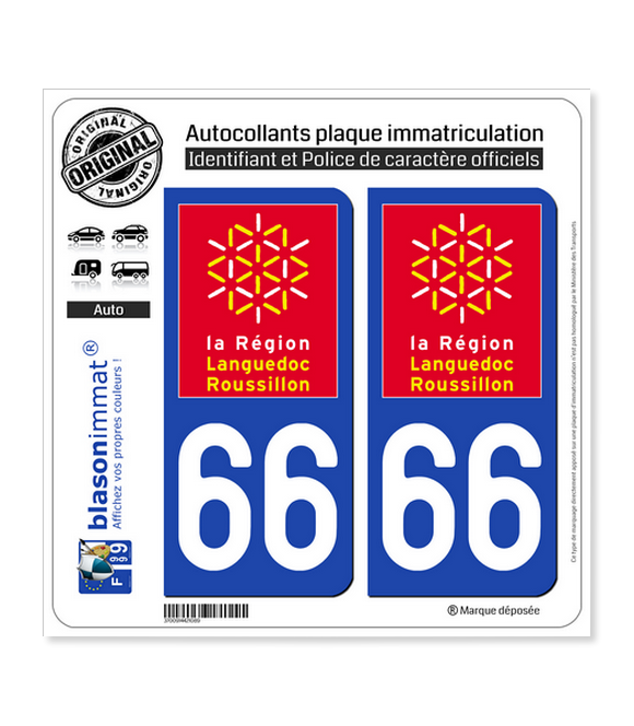 66 Languedoc-Roussillon - LogoType | Autocollant plaque immatriculation