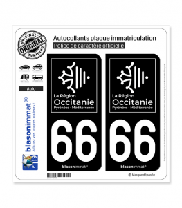66 Occitanie - LogoType Black | Autocollant plaque immatriculation