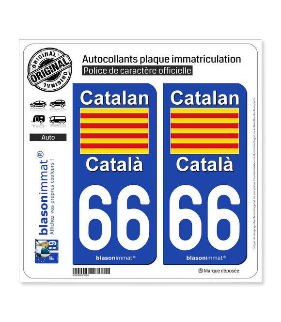 66 Catalan - Drapeau | Autocollant plaque immatriculation