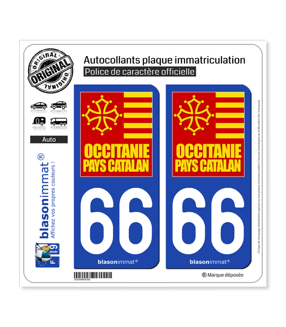 66 Occitanie - Pays Catalan | Autocollant plaque immatriculation