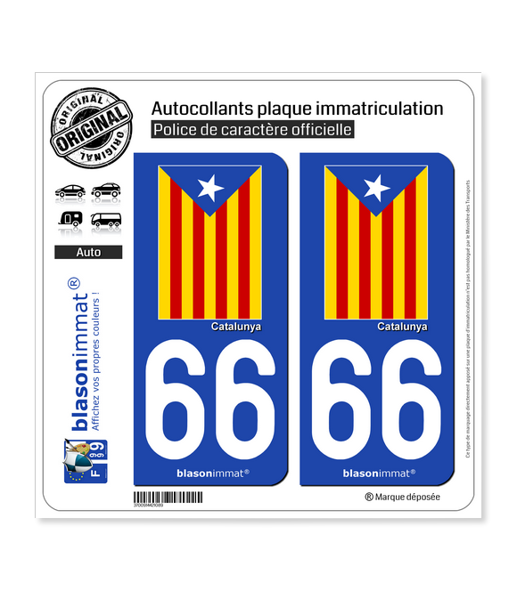 66 Catalunya - Estelada Blava | Autocollant plaque immatriculation