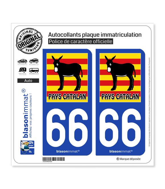 66 Pays Catalan - Burro Drapé | Autocollant plaque immatriculation