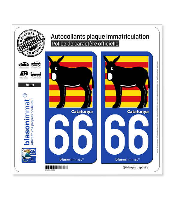 66 Catalunya - Burro Drapé | Autocollant plaque immatriculation