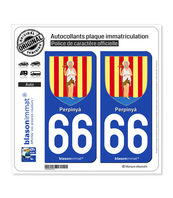66 Perpinyà - Armoiries | Autocollant plaque immatriculation