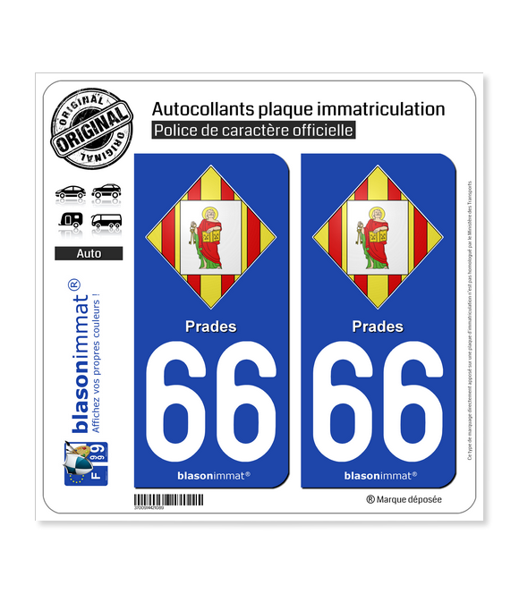 66 Prades - Armoiries | Autocollant plaque immatriculation