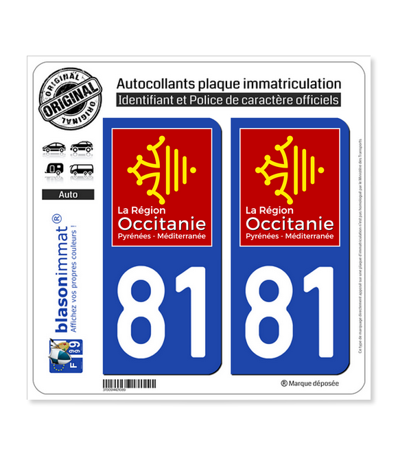 81 Occitanie - LogoType | Autocollant plaque immatriculation