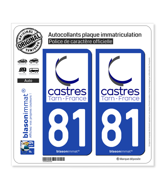 81 Castres - Ville | Autocollant plaque immatriculation