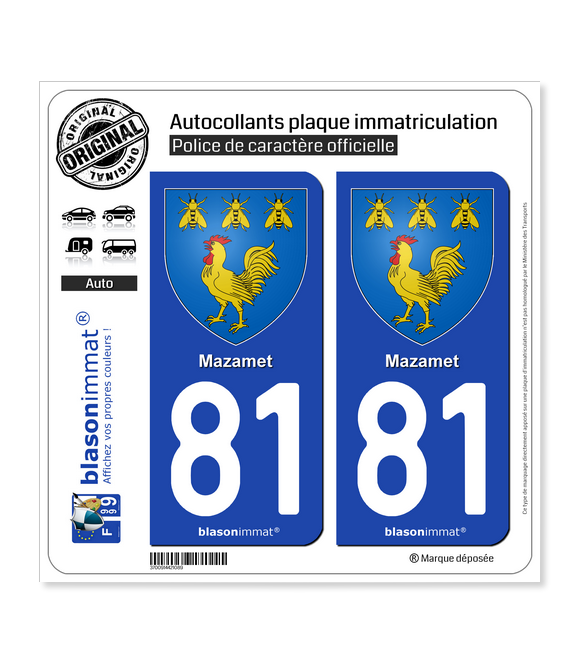 81 Mazamet - Armoiries | Autocollant plaque immatriculation