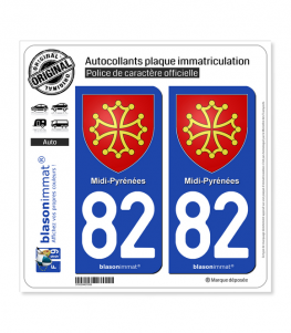 82 Midi-Pyrénées - Armoiries | Autocollant plaque immatriculation