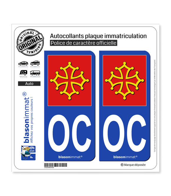 OC Occitanie - l'Authentique | Autocollant plaque immatriculation