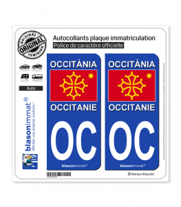 OC Occitanie - Drapeau | Autocollant plaque immatriculation