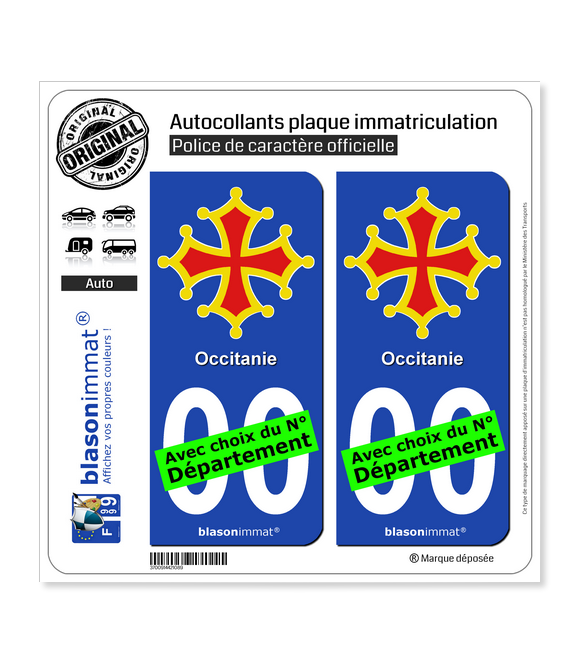 Occitanie - Croix II | Autocollant plaque immatriculation