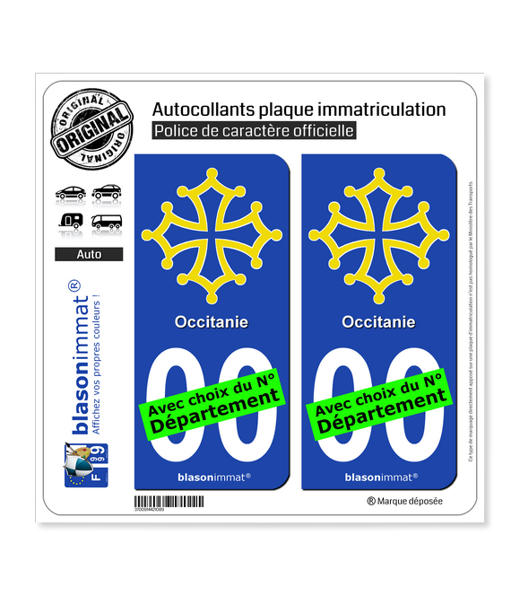 Occitanie - Croix | Autocollant plaque immatriculation