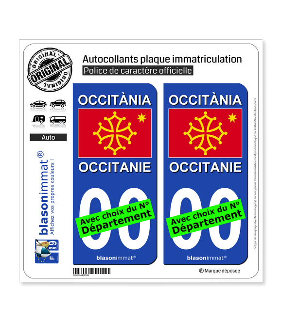 Occitanie - Drapeau | Autocollant plaque immatriculation