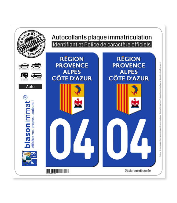 04 Région Sud - LogoType | Autocollant plaque immatriculation