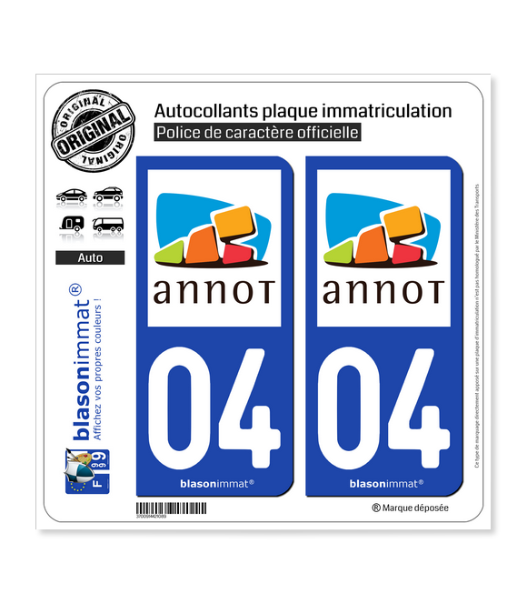 04 Annot - Commune | Autocollant plaque immatriculation