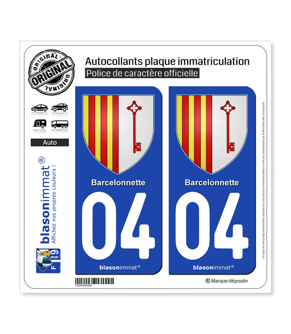 04 Barcelonnette - Armoiries | Autocollant plaque immatriculation